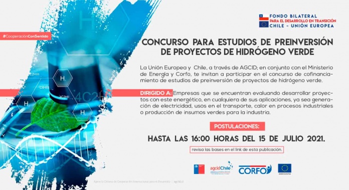 Chile y la Unión Europea impulsan concurso para proyectos de hidrógeno verde