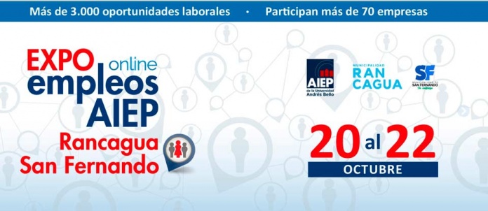 La 2ª versión de Expo Empleos Online AIEP Rancagua / San Fernando 2021 ofrecerá más de 3.000 vacantes laborales