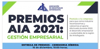 Premios AIA 2021: gremio invita a destacar trayectoria empresarial y ejecutiva al servicio del desarrollo regional
