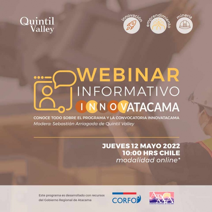 A través de webinars abiertos a la comunidad, Quintil Valley entrega detalles de la convocatoria a emprendedores e innovadores de la región