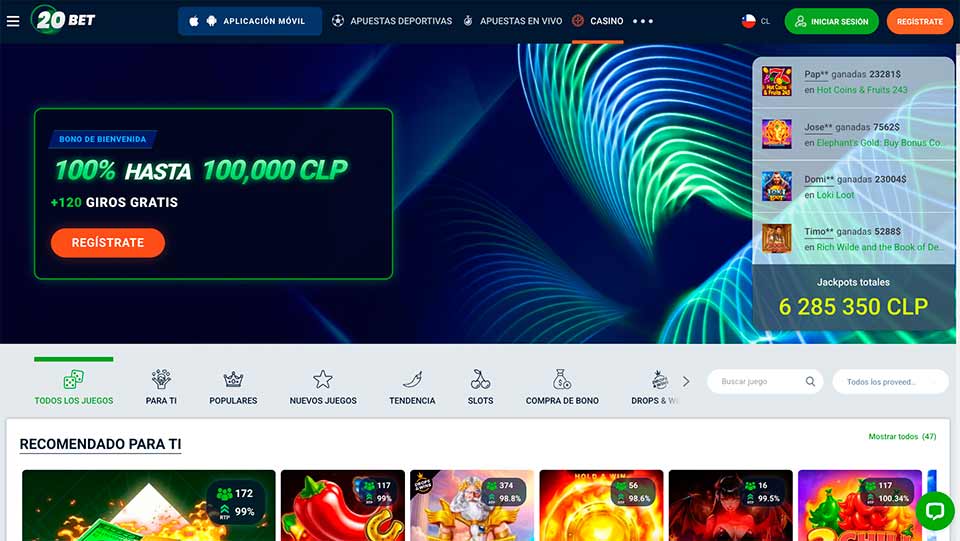 20Bet: casino en vivo y apuestas en una cuenta