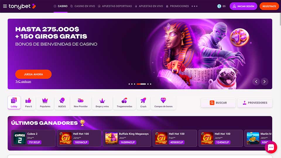 TonyBet: más de 7.000 juegos y pagos chilenos