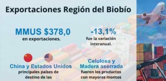 Exportaciones de la Región del Biobío disminuyeron 13,1% en diciembre de 2023