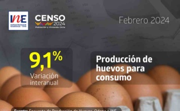 Producción de huevos de consumo presentó un crecimiento interanual de 9,1% en febrero de 2024