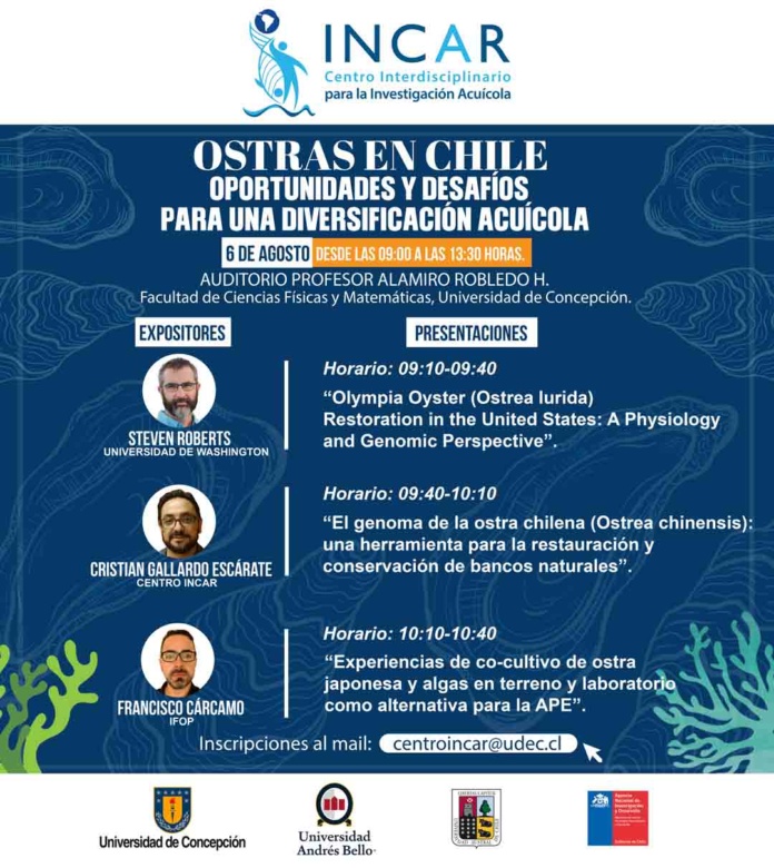 Expertos Nacionales e Internacionales se reunirán en Concepción en Seminario sobre Ostras
