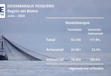 Desembarque pesquero totalizó 93.185 toneladas en la Región del Biobío en julio
