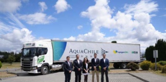 AquaChile realizó primera ruta Puerto Montt-Santiago con su nueva flota de camiones a GNL