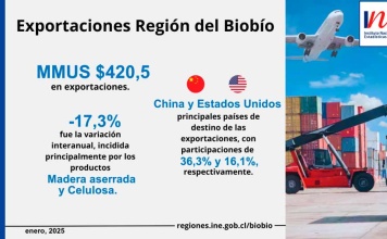 Exportaciones de la Región del Biobío disminuyeron 17,3% en enero de 2025 Exportaciones de la Región del Biobío disminuyeron 17,3% en enero de 2025