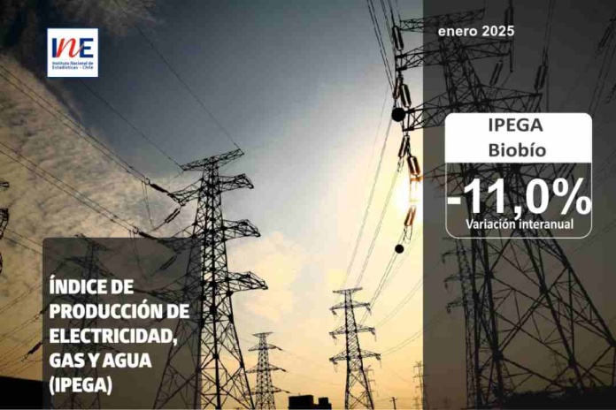 INE Biobío publica cifras del Índice de producción de electricidad, gas y agua (IPEGA) correspondiente a enero de 2025