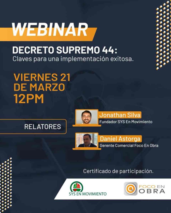 Invitan a Webinar Decreto Supremo 44: Claves para una implementación exitosa