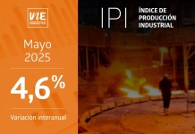 Índice de Producción Industrial aumentó 4,6% interanualmente en mayo de 2025