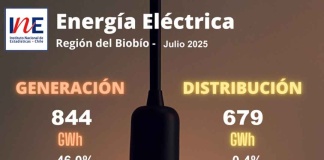 INE Biobío publica cifras de generación y distribución de energía correspondiente a julio de 2025