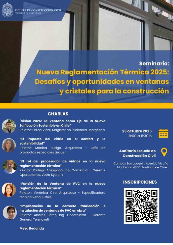 Seminario abordará los desafíos de la nueva Reglamentación Térmica