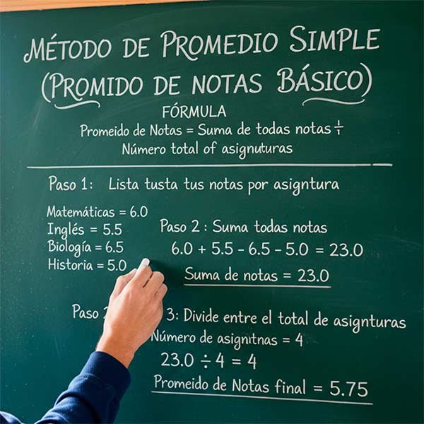2. Método de Promedio Simple (Promedio de Notas básico)