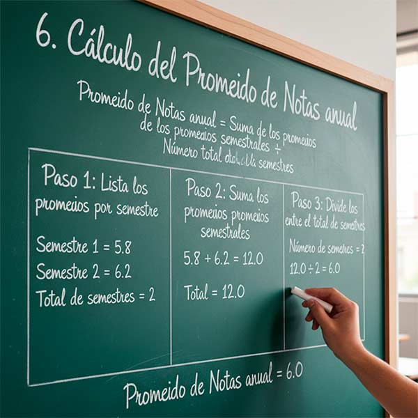 6. Cálculo del Promedio de Notas anual