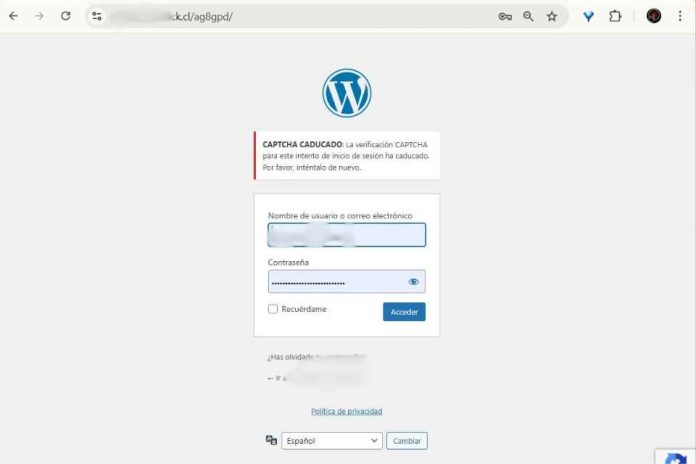 Wordpress | CAPTCHA CADUCADO: La verificación CAPTCHA para este intento de inicio de sesión ha caducado. captcha caducado wordpress, error captcha login wordpress