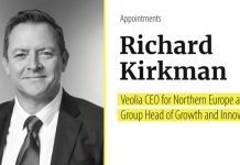 Veolia nombra a Richard Kirkman como director ejecutivo para el norte de Europa y jefe de crecimiento e innovación.