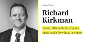 Veolia nombra a Richard Kirkman como director ejecutivo para el norte de Europa y jefe de crecimiento e innovación.