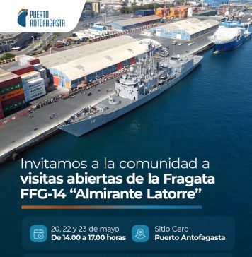 Fragata Almirante Latorre arribó a Puerto Antofagasta en el marco de las Glorias Navales