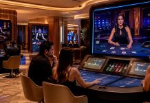 Digital dealers ganan sitio en vivo Sala de casino moderna con crupieres digitales en grandes pantallas y jugadores participando en mesas interactivas. Digital dealers ganan sitio en vivo