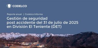 A un año del accidente en El Teniente, Codelco conmemorará a los seis trabajadores fallecidos y renovará su compromiso con la seguridad