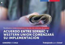 Acuerdo entre Sernac y Western Union comenzará su implementación, restituyendo e indemnizando en más de mil millones de pesos por problemas en el envío de dinero ACUERDO ENTRE SERNAC Y WESTERN UNION COMENZARÁ SU IMPLEMENTACIÓN, RESTITUYENDO E INDEMNIZANDO EN MÁS DE MIL MILLONES DE PESOS POR PROBLEMAS EN EL ENVÍO DE DINERO