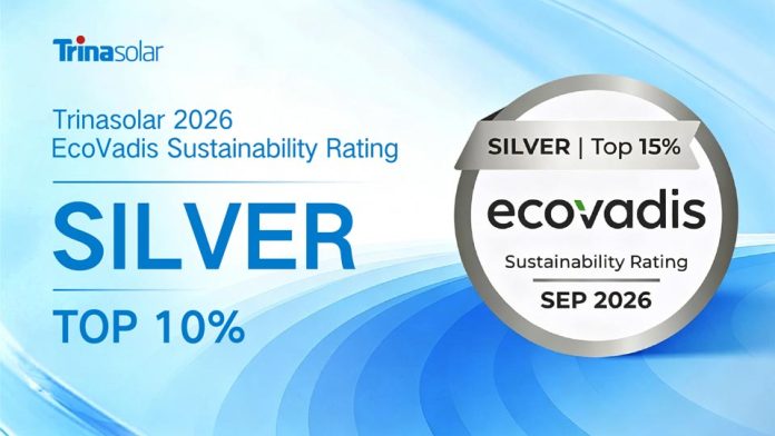 Trinasolar obtiene la medalla de plata de EcoVadis 2026 por sus logros en sostenibilidad y se sitúa entre el 10 % de las mejores empresas a nivel mundial.