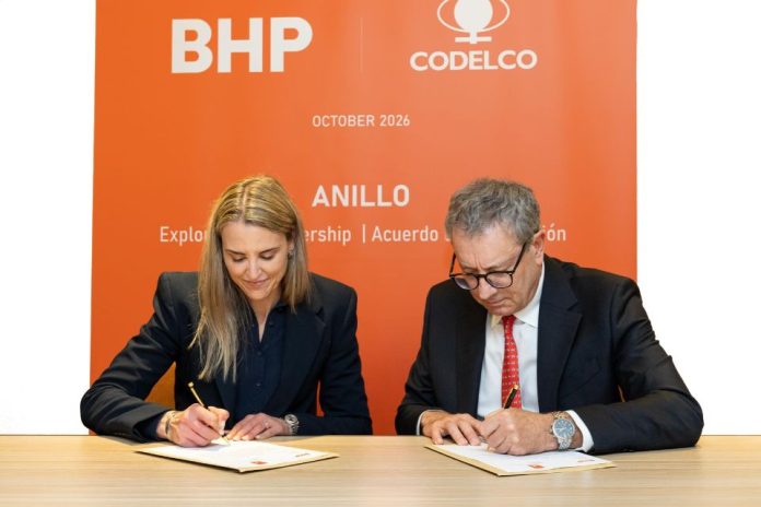 Codelco y BHP firman acuerdo para iniciar exploración del Proyecto Anillo Codelco y BHP firman acuerdo para iniciar exploración del Proyecto Anillo