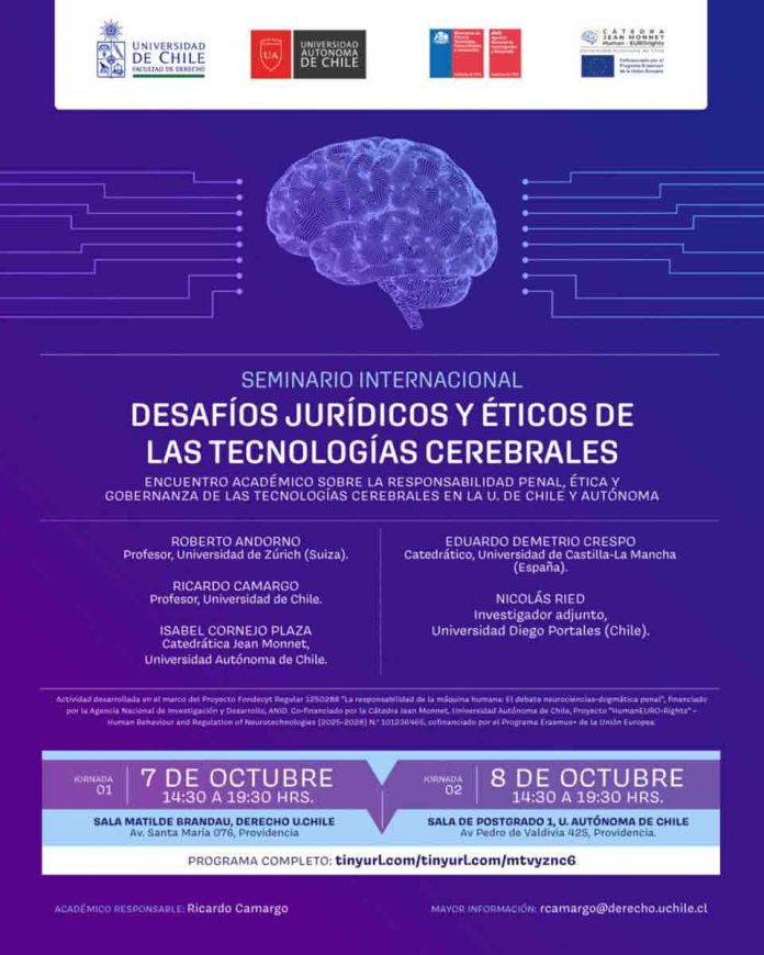 U. de Chile y U. Autónoma realizarán seminario internacional sobre desafíos jurídicos y éticos de las tecnologías cerebrales